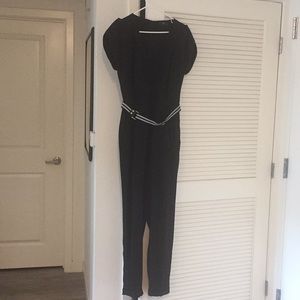Black Romper w Black / White Belt
